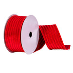 Vickerman Q214699 2.5" X 10 Yards Red Stripe Mesh And Velvet Ribbon