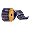 Vickerman Q214815 2.5" X 10 Yards Navy And Gold Abstract Lines Ribbon