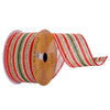 Vickerman Q220329 2.5" X 10 Yards Orange Green Harvest Stripe Ribbon.