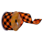 Vickerman Q221163 2.5" X 10 Yards Orange And Black Plaid Ribbon.