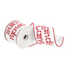 Vickerman Q224939 4" X 10 Yards White "Candy Cane" Wired Edge Christmas Ribbon.