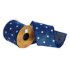 Vickerman Q226591 4" X 10 Yards Dark Blue/White Stars Print Wired Edge Holiday Ribbon.