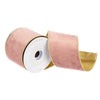 Vickerman Q226901 4" X 10 Yards Chalk Pink/Gold Velvet Wired Edge Christmas Ribbon.