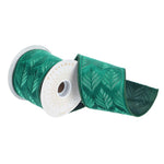 Vickerman Q228143 4" X 5 Yards Teal Green Embroidery Wired Edge Christmas Ribbon.