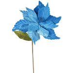 Vickerman QG162712 22" Turquoise Poinsettia Artificial Christmas Flower 6 Per Bag