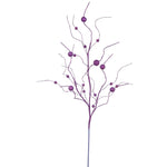 Vickerman QG164306 37" Purple Glitter Ball Artificial Christmas Spray. Includes 6 Sprays Per Pack.