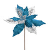 Vickerman QG190112 13" X 23" Turquoise Poinsettia Mesh Glitter Artificial Christmas Spray. Includes 6 Sprays Per Pack.