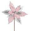 Vickerman QG190179 13" X 23" Pink Poinsettia Mesh Glitter Artificial Christmas Spray. Includes 6 Sprays Per Pack.