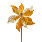 Vickerman QG190808 12" X 20" Gold Velvet Poinsettia Mesh Artificial Christmas Spray. Includes 6 Sprays Per Pack.