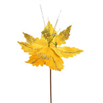 Vickerman QG191008 12" X 16" Gold Poinsettia Artificial Christmas Spray. Includes 6 Sprays Per Pack.