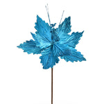 Vickerman QG191012 12" X 16" Turquoise Poinsettia Artificial Christmas Spray. Includes 6 Sprays Per Pack.