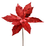 Vickerman QG191103 13" X 22" Red Poinsettia Sequin Artificial Christmas Spray. Includes 6 Sprays Per Pack.