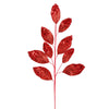 Vickerman QG191803 29" Red Glitter Leaf Artificial Christmas Spray. Includes 6 Sprays Per Pack.