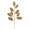 Vickerman QG191808 29" Gold Glitter Leaf Artificial Christmas Spray. Includes 6 Sprays Per Pack.