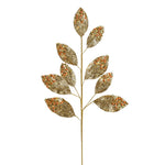 Vickerman QG191808 29" Gold Glitter Leaf Artificial Christmas Spray. Includes 6 Sprays Per Pack.