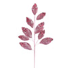 Vickerman QG191879 29" Pink Glitter Leaf Artificial Christmas Spray. Includes 6 Sprays Per Pack.