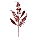 Vickerman QG192265 33" Burgundy Fern Leaf Glitter Artificial Christmas Spray. Includes 6 Sprays Per Pack.