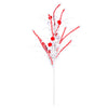 Vickerman QG205028 Red/White Candy Cane Pom Pom Artificial Christmas Spray. Includes 6 Sprays Per Pack.