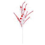 Vickerman QG205028 Red/White Candy Cane Pom Pom Artificial Christmas Spray. Includes 6 Sprays Per Pack.