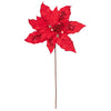 Vickerman QG210103 17"  Red Poinsettia Christmas Stem12" Flower 3 Per Bag