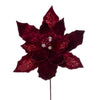 Vickerman QG210105 17" Artificial Burgundy Poinsettia Christmas Stem 12" Flower 3 Per Bag