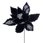 Vickerman QG210117 17" Artificial Black Poinsettia Christmas Stem 12" Flower 3 Per Bag