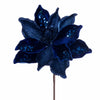 Vickerman QG211031 15" Artificial Midnight Blue Deluxe Magnolia Christmas Stem 8" Flower 6 Per Bag