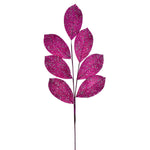 Vickerman QG211909 27" Artificial Cerise Glitter Leaf Christmas Spray 4 Per Bag