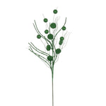 Vickerman QG220804 33" Green Ball And Coin Glitter Twig Spray 6 Per Bag.