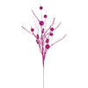 Vickerman QG220813 33" Hot Pink Ball And Coin Glitter Twig Spray 6 Per Bag.