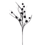 Vickerman QG220817 33" Black Ball And Coin Glitter Twig Spray 6 Per Bag.