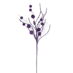 Vickerman QG220866 33" Purple Ball And Coin Glitter Twig Spray 6 Per Bag.