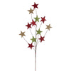 Vickerman QG224305 34" Red Green And Gold Stars Glitter Spray 6 Per Bag.