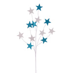 Vickerman QG224307 34" Turquoise And White Stars Glitter Spray 6 Per Bag.