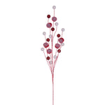 Vickerman QG224754 32" Red And White Swirl And Glitter Ball Spray 4 Per Bag.