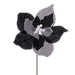 Vickerman QG227504 11" Black And White Striped Flower On Stem 6 Per Bag.