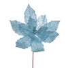 Vickerman QG227932 11" Baby Blue Velvet And Glitter Mesh Poinsettia Flower On Stem 6 Per Bag.