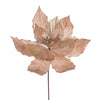 Vickerman QG227938 11" Champagne Velvet And Glitter Mesh Poinsettia Flower On Stem 6 Per Bag.