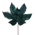 Vickerman QG227962 11" Sea Blue Velvet And Glitter Mesh Poinsettia Flower On Stem 6 Per Bag.