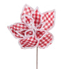 Vickerman QG228103 11" Red And White Plaid Flower With White Outline On Stem 6 Per Bag.