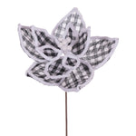 Vickerman QG228104 11" Black And White Plaid Flower With White Outline On Stem 6 Per Bag.