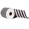 Vickerman QR221051 4" X 10 Yards Black Horizontal Printed Stripe Sheldon Belver Double Ribbon.