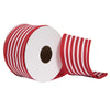 Vickerman QR221150 2.5" X 10 Yards Red Horizontal Red Stripe Print On Bovet Lining Ribbon.