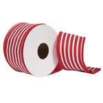 Vickerman QR221150 2.5" X 10 Yards Red Horizontal Red Stripe Print On Bovet Lining Ribbon.