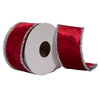 Vickerman QR222038 2.5" X 5 Yards Red Viscose Velvet Double Fused Ribbon.