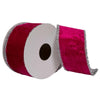 Vickerman QR222234 2.5" X 5 Yards Fushia/Silver Viscose Velvet Double Fused Ribbon.