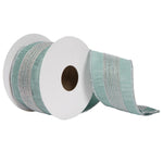 Vickerman QR222923 2.5" X 5 Yards Seafoam Glitter Dori Trim Dupion Ribbon.