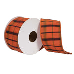 Vickerman QR224107 2.5" X 10 Yards Orange Dupion Plaid Ribbon