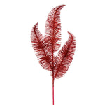 Vickerman RG220103 24.5" Red Feather Fern Glitter Spray 6 Per Bag.