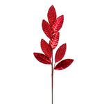 Vickerman RG220703 27.5" Red Metallic Leaf Glitter Spray 3 Per Bag.